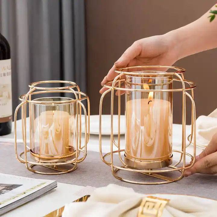 Andrea Wireframe Candle Holder Medium - Gold