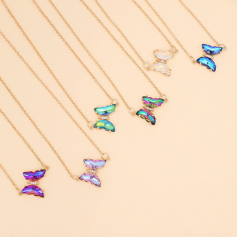 Women IG Style Butterfly Insect Glass Necklaces