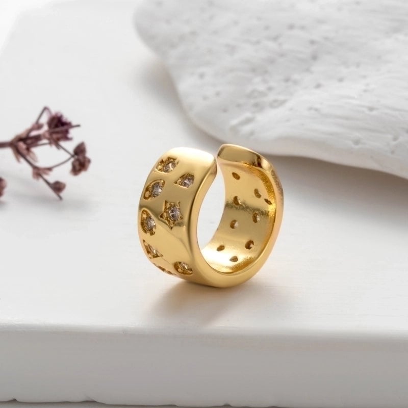1 Piece Ear Cartilage Rings & Studs Cool Style Shiny Geometric Copper Plating Inlay Zircon