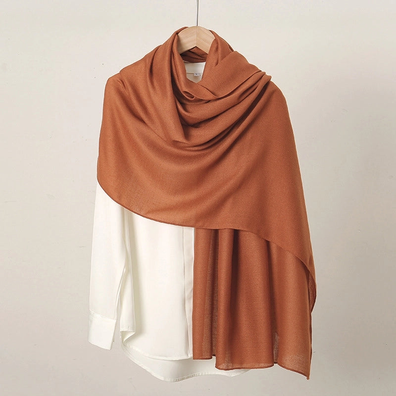 Women's Casual Sweet Solid Color Cotton And Linen Scarf