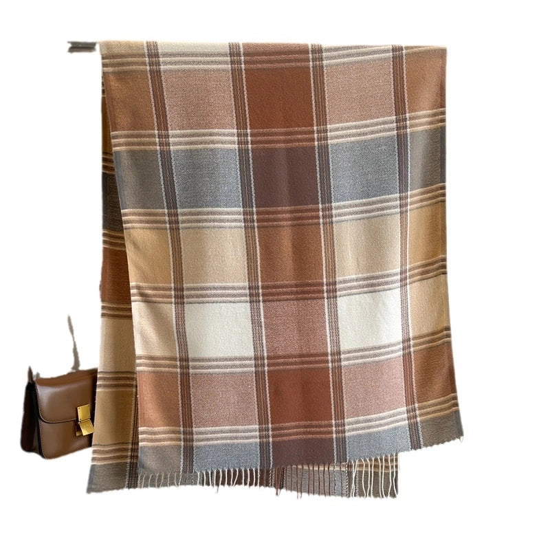 Women's Business Classic Style Color Block Imitation Cashmere Scarf