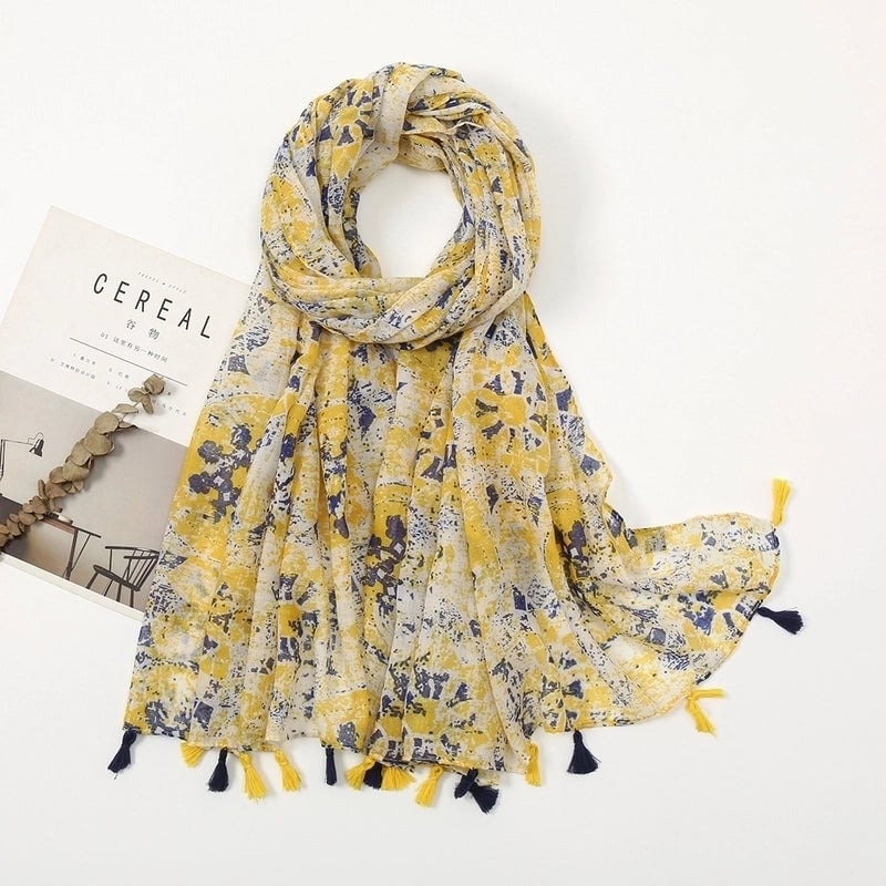 Women'S Bohemian Geometric Cotton And Linen Scarf