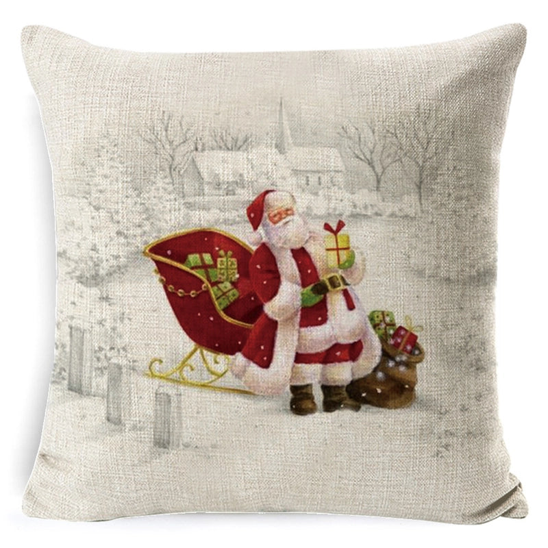 Retro Christmas Tree Santa Claus Christmas Socks Linen Pillow Cases