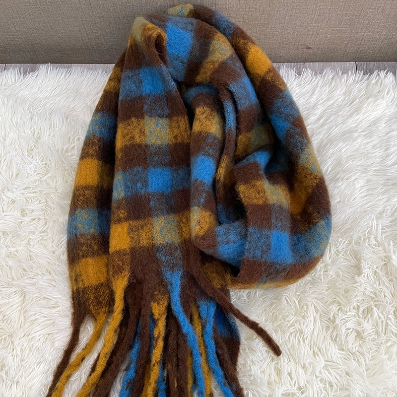 Versatile Student Shawl Warm Scarf Simple Versatile Men's And Women's Autumn And Winter High-end Sense Plaid Scarf