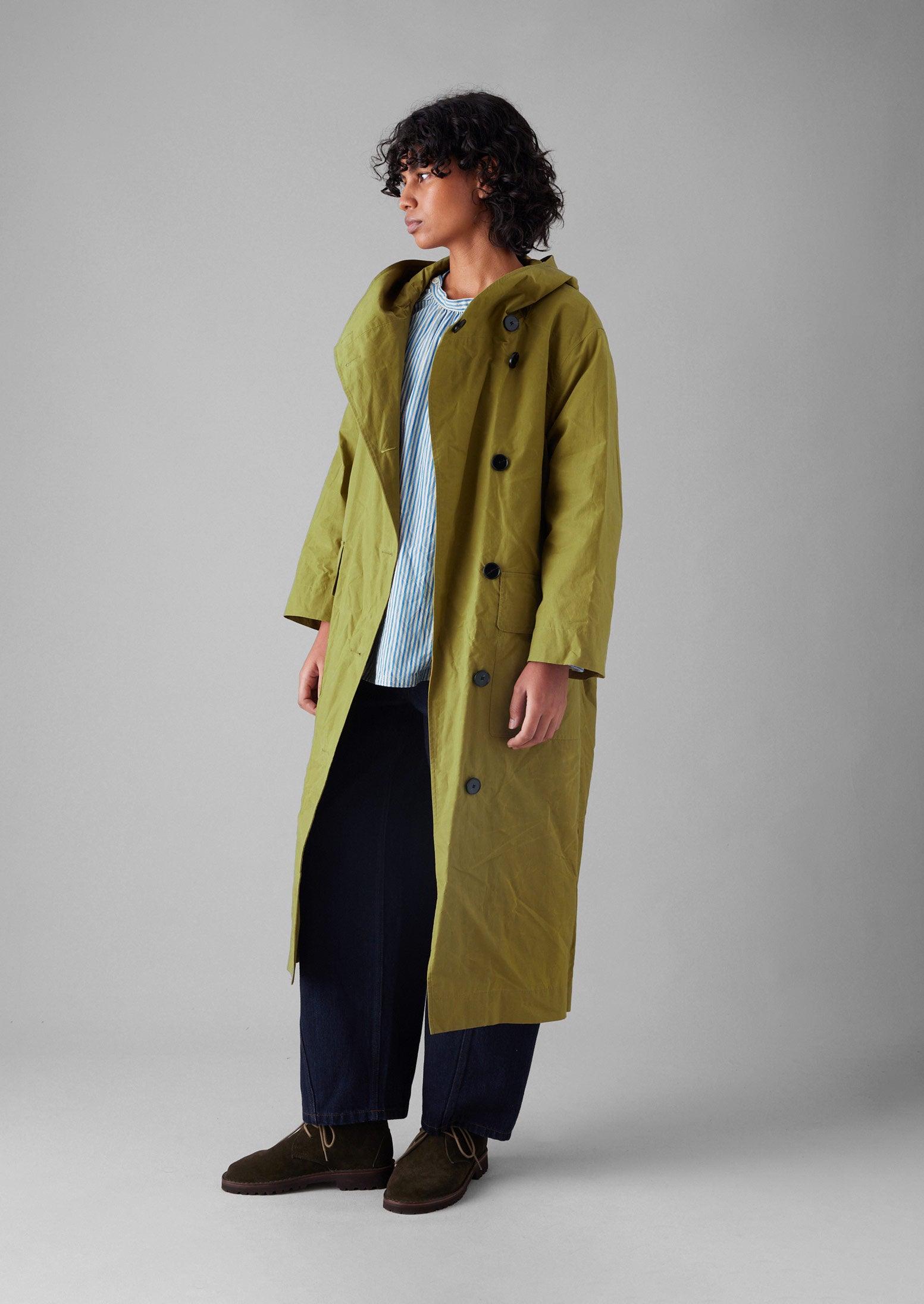 Hooded Waxed Cotton Parka | Seaweed