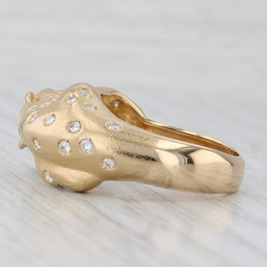 0.36ctw Diamond Leopard Ring 18k Yellow Gold Size 8.75 Emerald Eyes