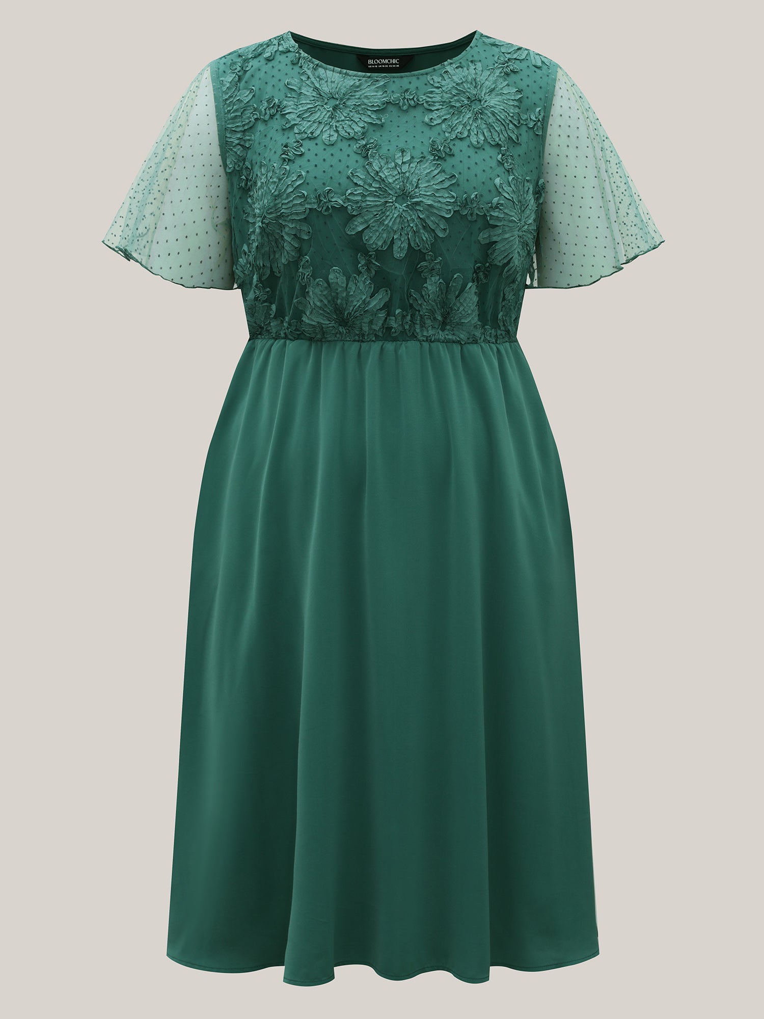 Floral Textured Sheer Pockets Midi Dress