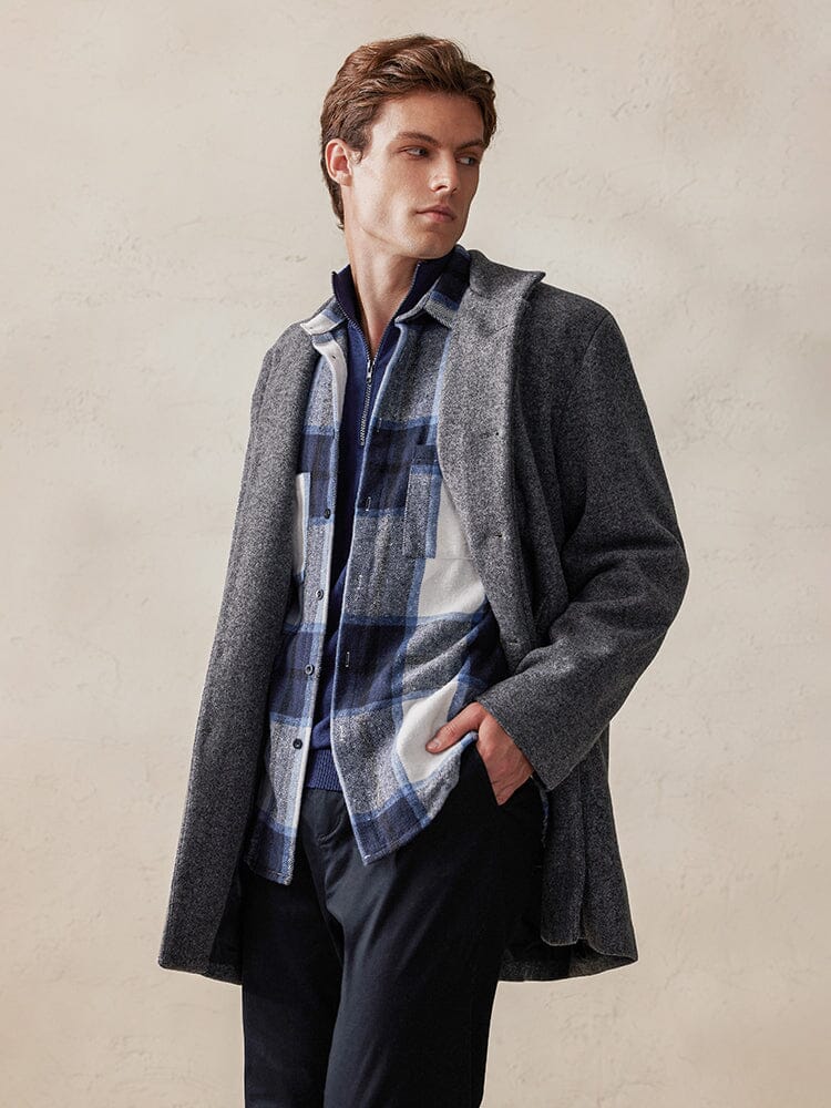 Casual Stand Collar Tweed Coat