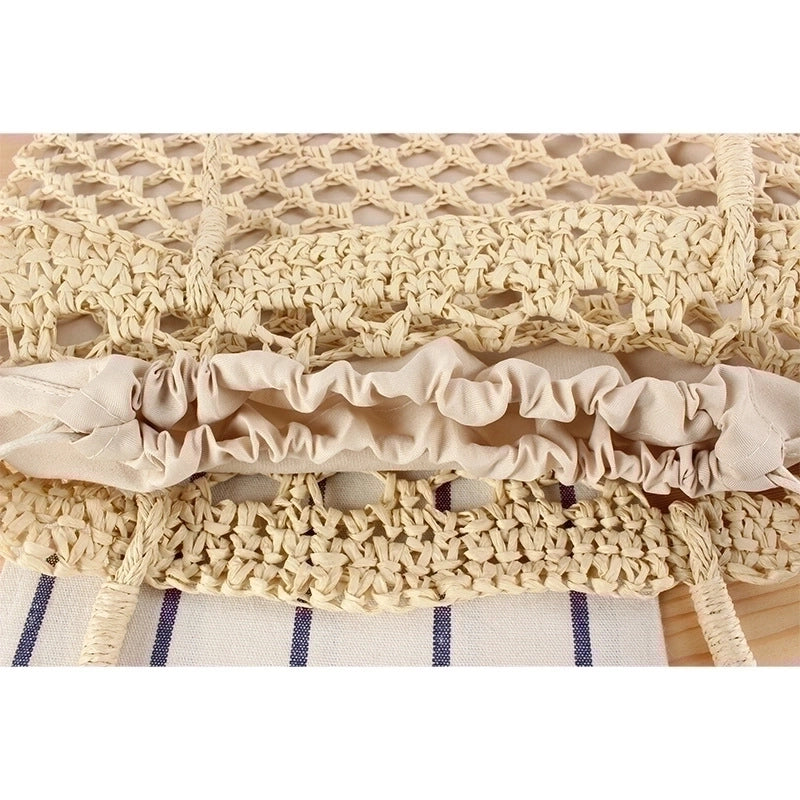 Women's Large Paper String Solid Color Business Zipper Straw Bag