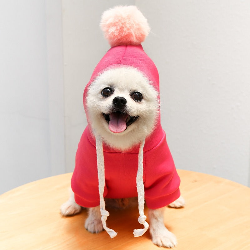 Warm Fleece Printed Hoodies For Small Dogs