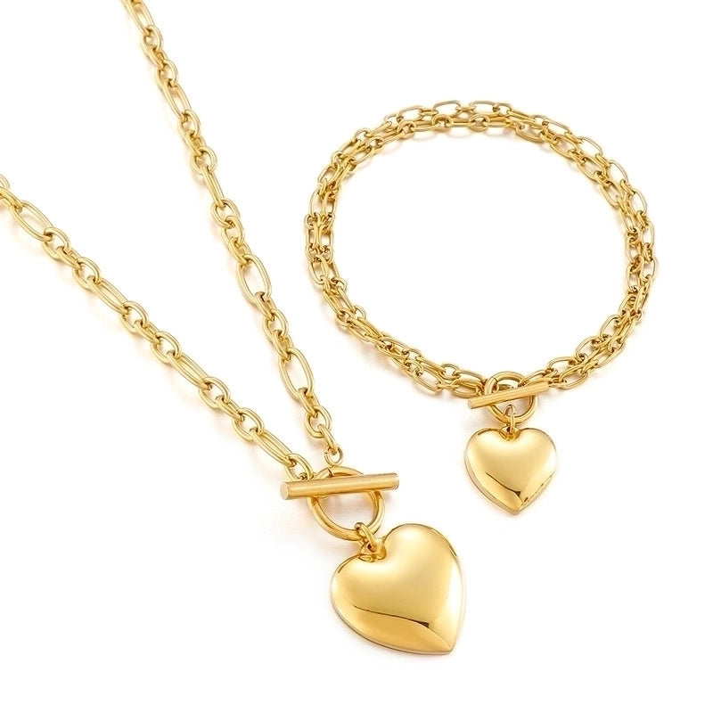 Titanium Steel 18K Gold Plated Fashion Heart