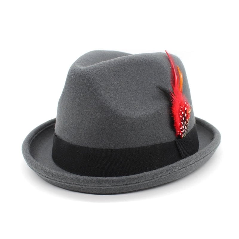 New Small Felt Hat  Gentleman Fedora Small Bowler Hat Office Panama Hat Feather Belt Jazz Hat
