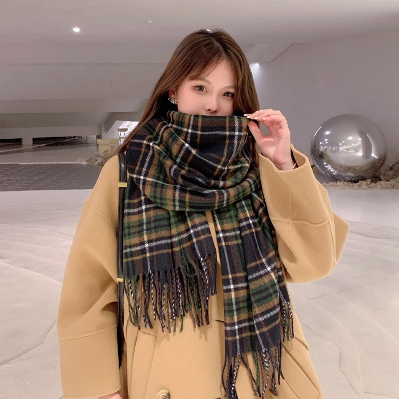 Women's Classic Style Lattice Imitation Cashmere Acrylic Scarf