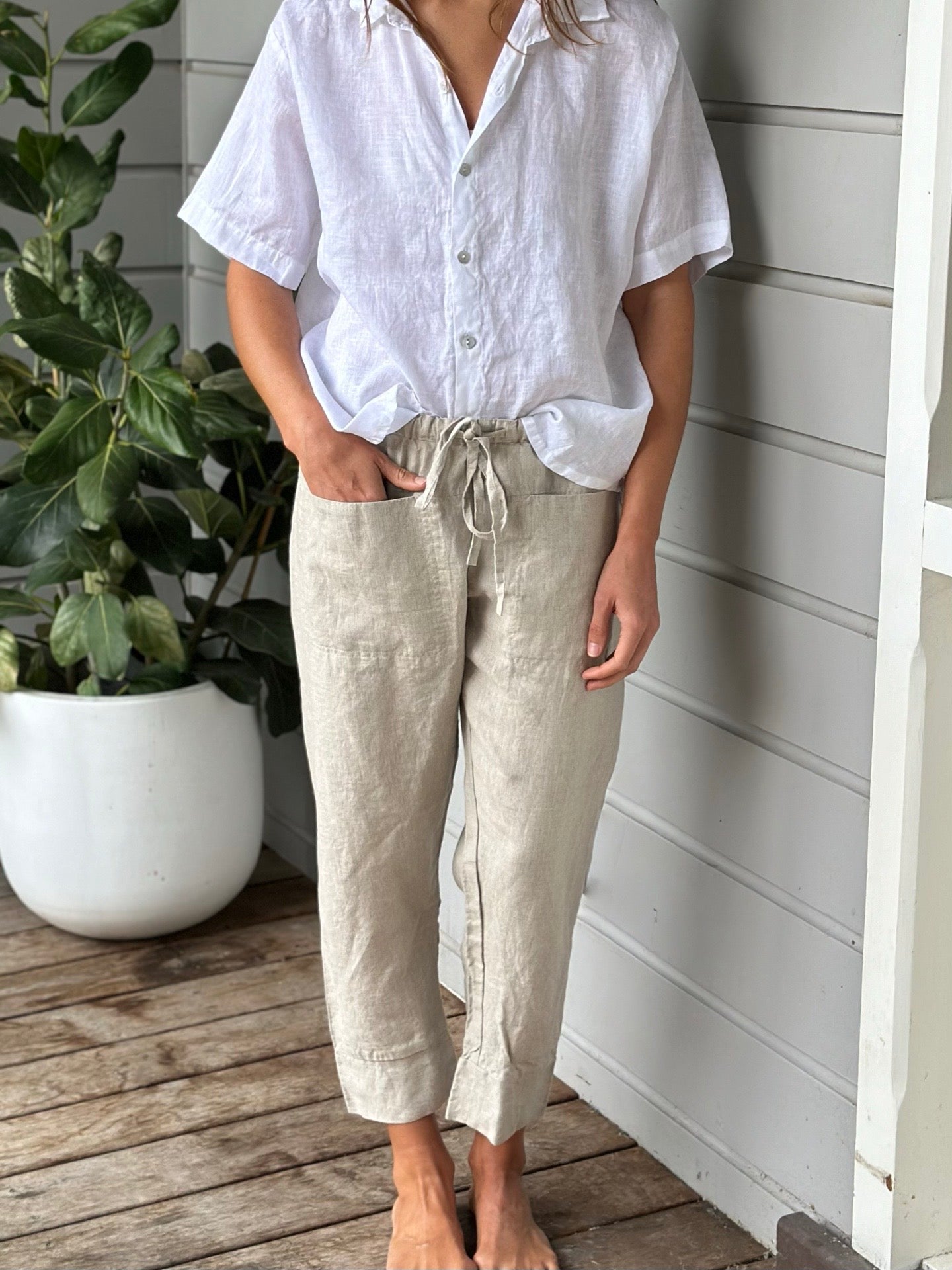darcy pants - natural linen