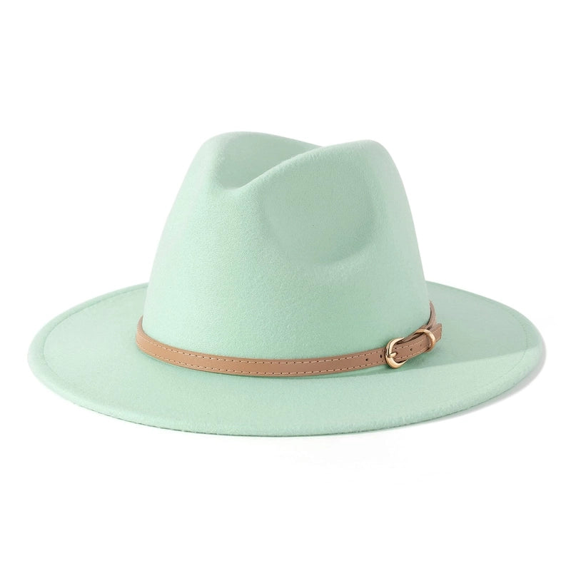 Fashion Flat Top Hat Women's British French Socialite Elegant Felt Hat Autumn And Winter Warm Jazz Hat Men's