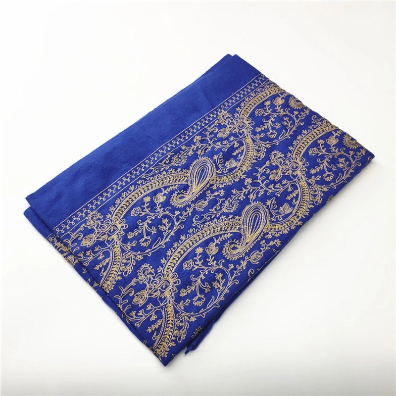 Women's Retro Printing Imitation Cashmere Embroidery Scarf