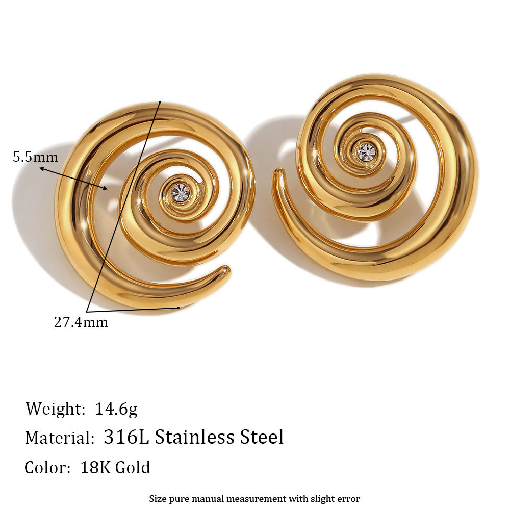 Fashion Triangle Circle Geometric Heart Stainless Steel 18K Gold Plated Earrings