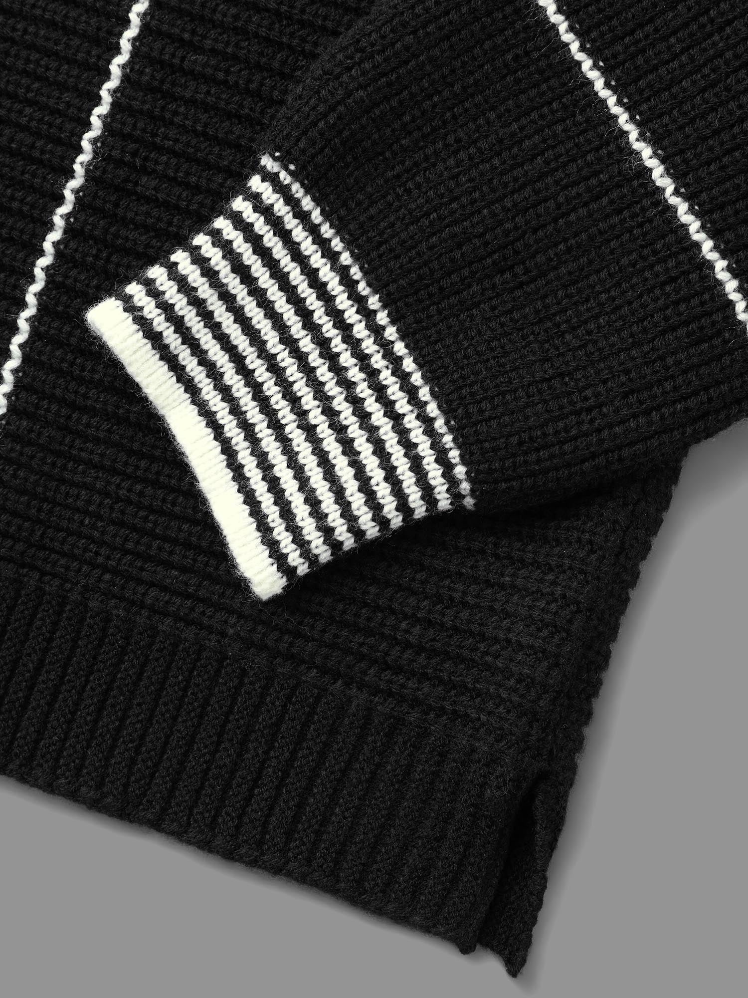 Texture Contrast Striped Lantern Sleeve Pullover