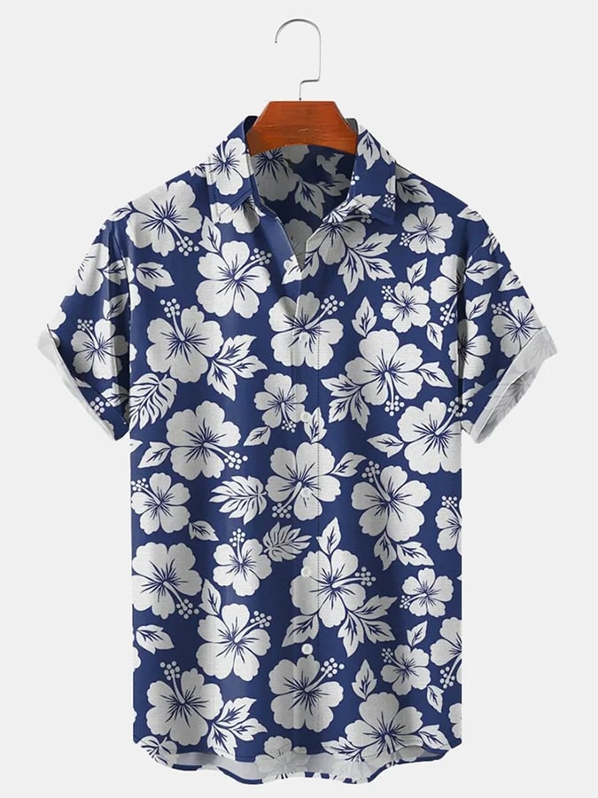 Contrast Printed Polo Collar Long Sleeved Shirt