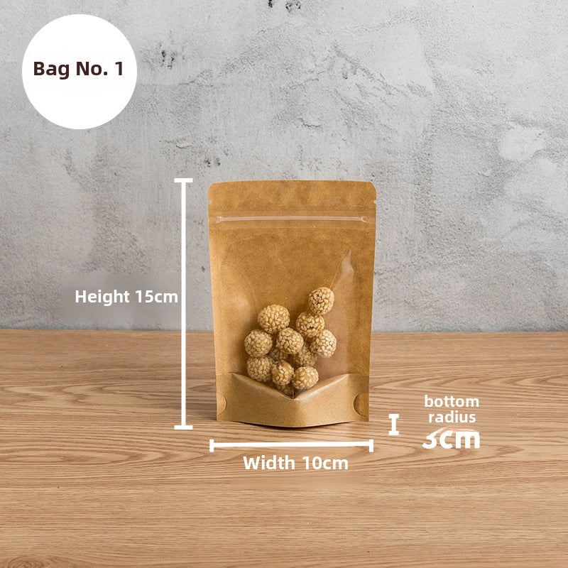 Yin And Yang Kraft Paper Self-sealing Bag Window Translucent Bag Tea Nut Food Packaging Bag Yin And Yang Self-sealing Bag