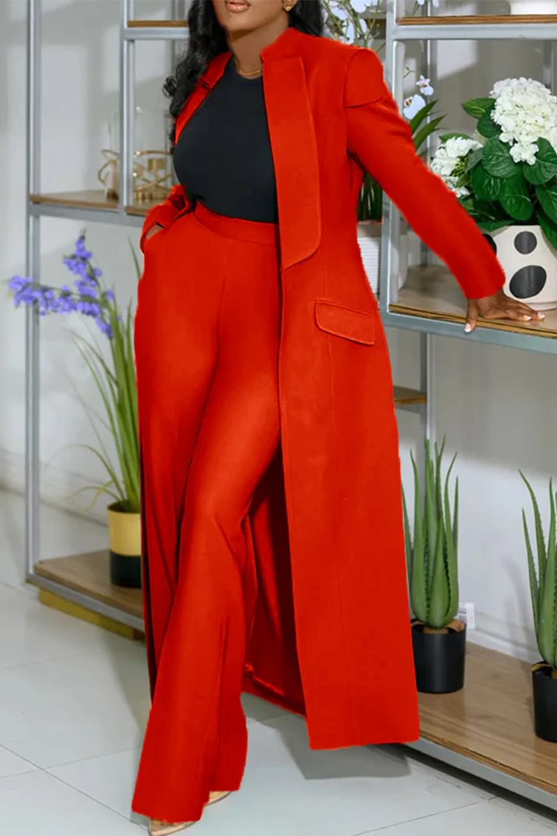 Casual Solid Color Cardigan Pants Long Sleeve Two Pieces