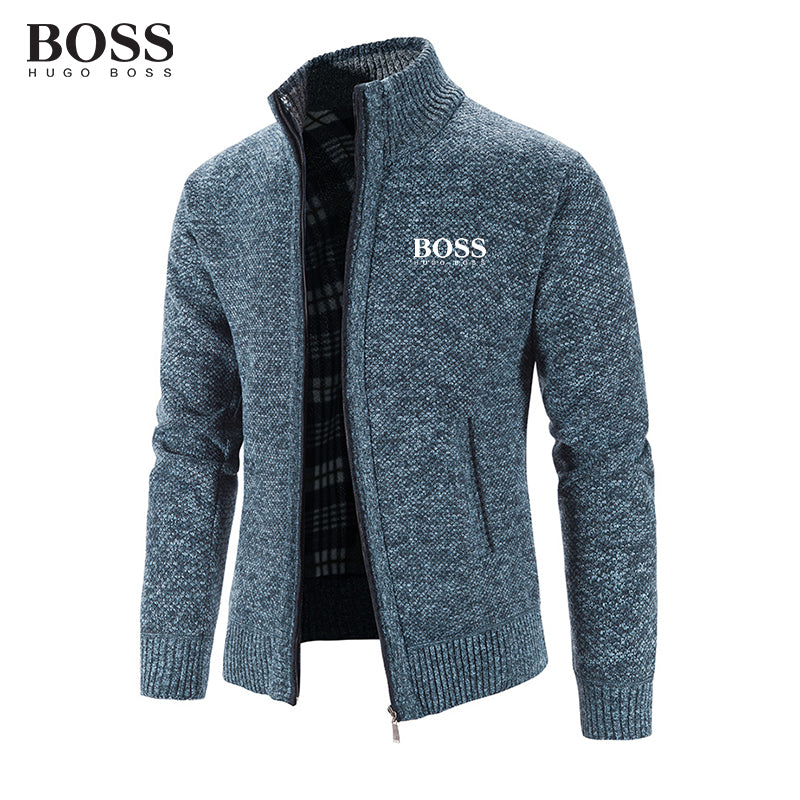 BOSS Men Band Collar External Trench Coat