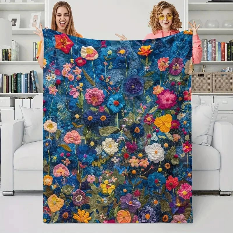 Casual Cartoon Flower Double-Sided Velvet Blanket Bedding