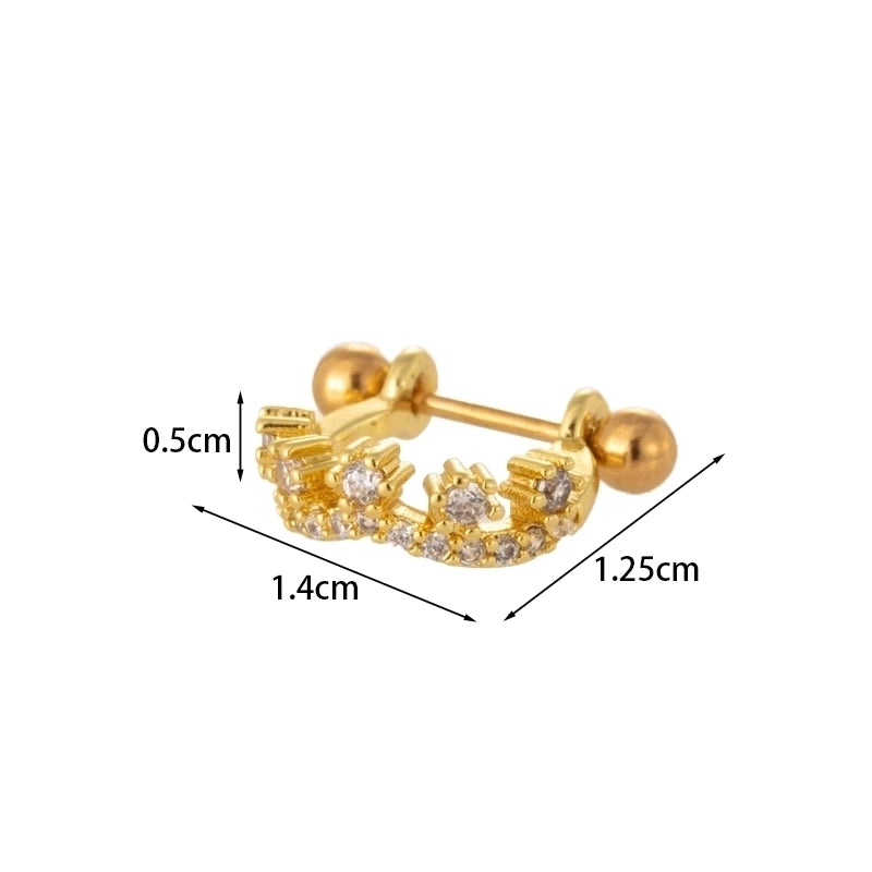 Ear Cartilage Rings & Studs Fashion Crown Copper Plating Artificial Gemstones