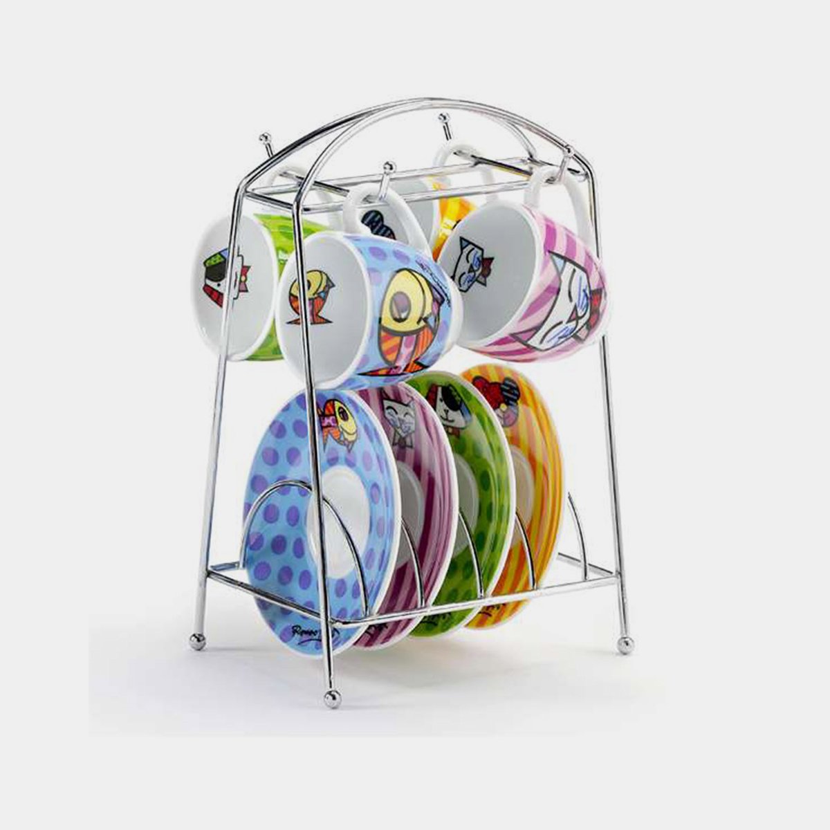 Cup and Saucer set Britto (set of 4 with stand)