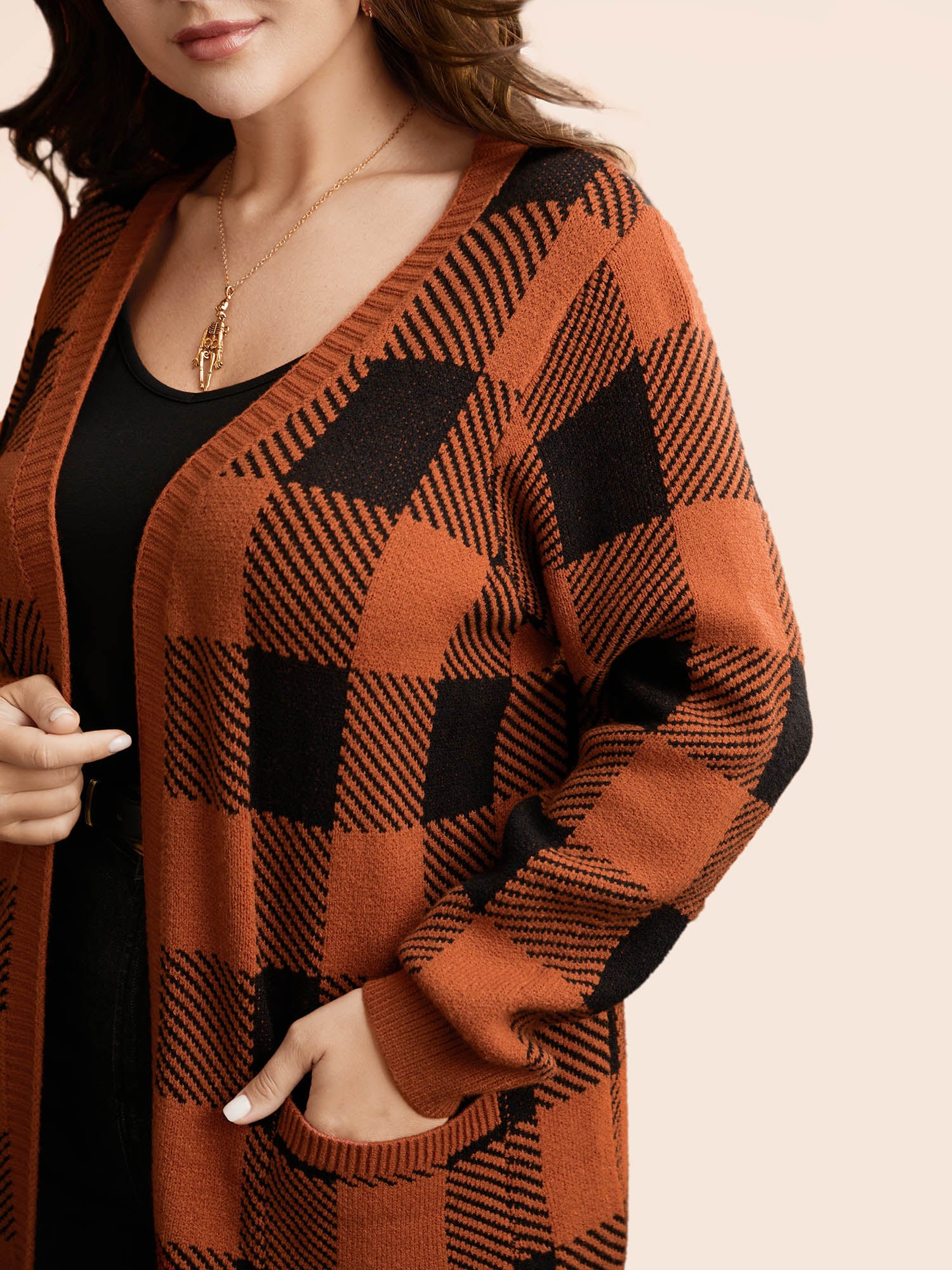 Supersoft Essentials Plaid Open Cardigan