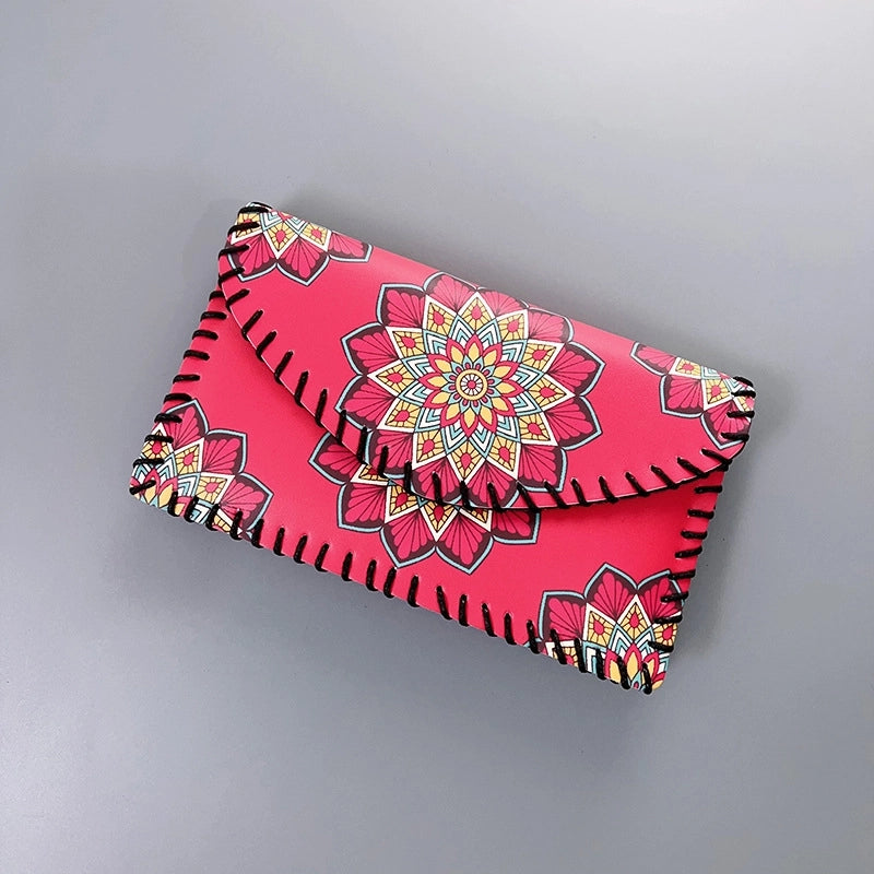 Women's Small Pu Leather Geometric Ethnic Style Square Magnetic Buckle Phone Wallets
