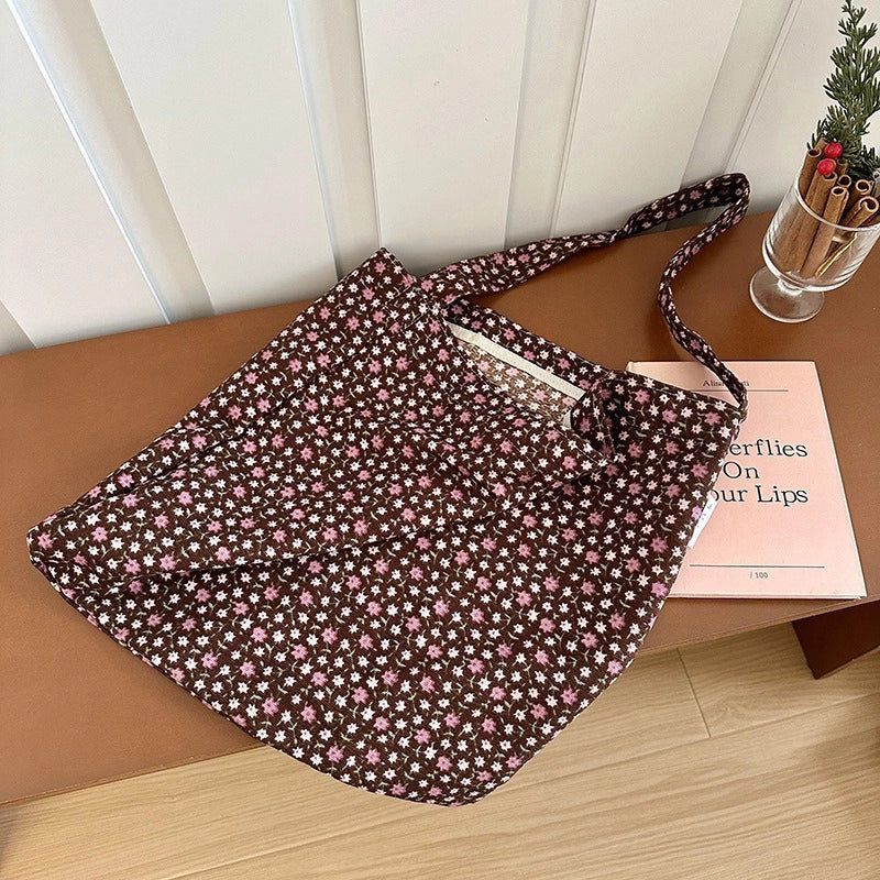 Niche Canvas Bag For Women 2024 New Summer Design Sense High Quality Artistic Floral Canvas Bag