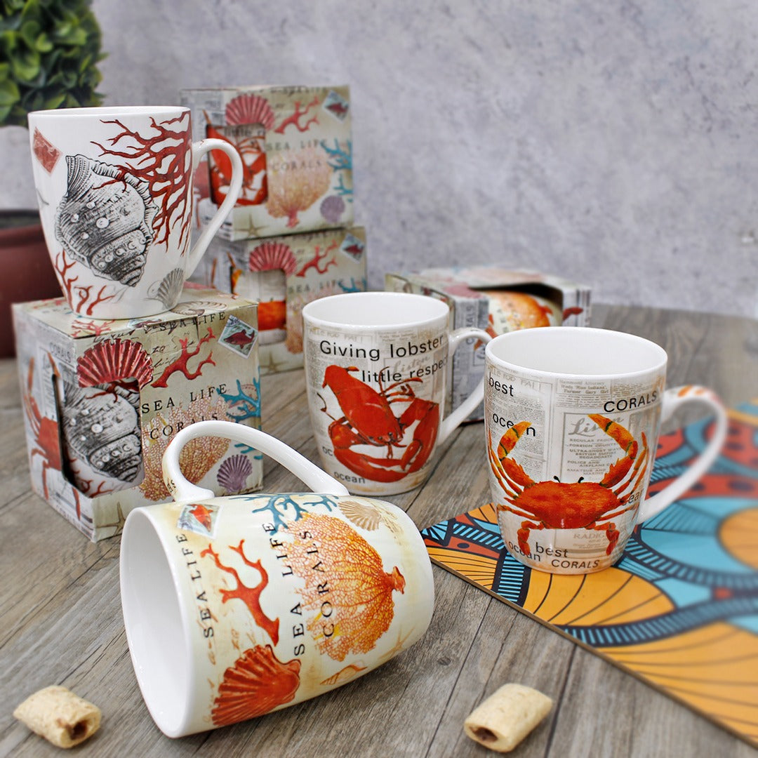 Orange Sea Porcelain Mugs with Box