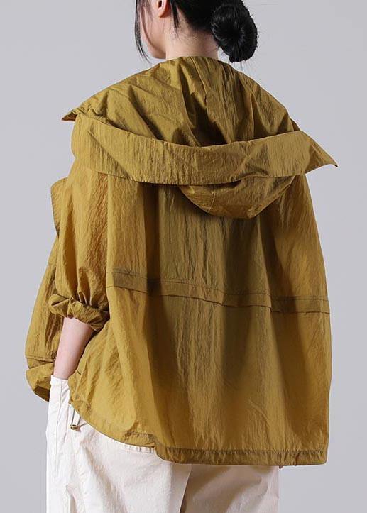 Elegant Yellow Loose UPF 50+ Coat Jacket Hoodie Coat Summer