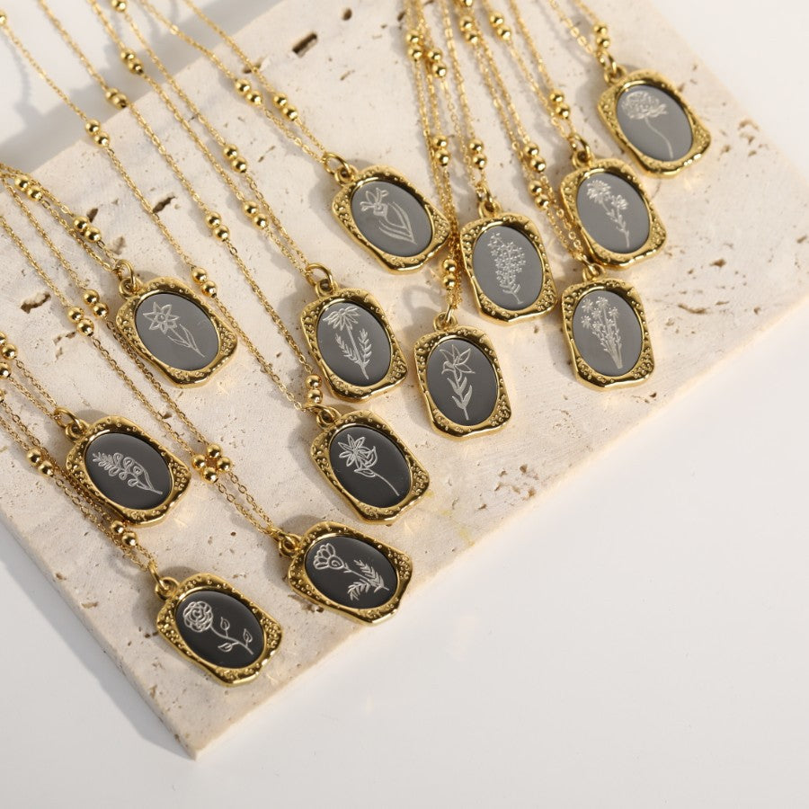 Vintage Retro Rose Flower Titanium Steel Necklaces
