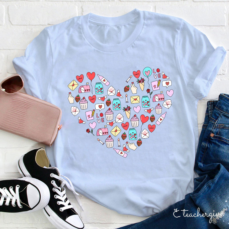 Valentine Heart Teacher T-Shirt