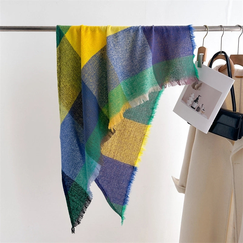 New Cashmere Color Plaid Warm Shawl Scarf Unisex Autumn And Winter Fashion Tassel Scarf