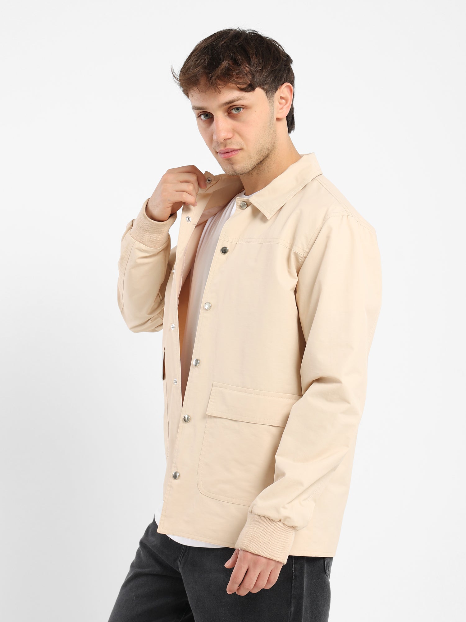 Oversized Jacket with Snaps and Large Pockets