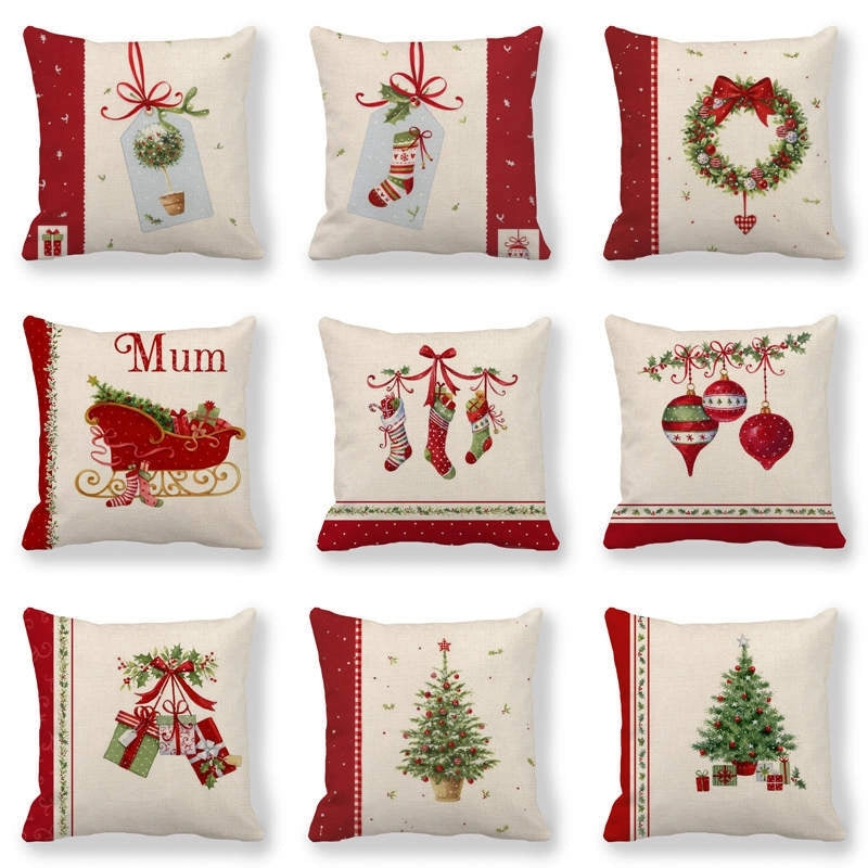 Christmas Casual Cartoon Linen Pillow Cases Couch & Sofa Decor