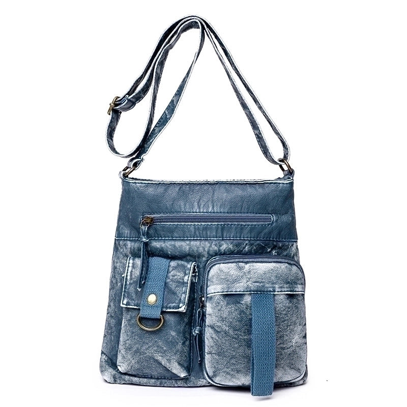Women's Large Pu Leather Solid Color Fashion Square Zipper Crossbody Bag