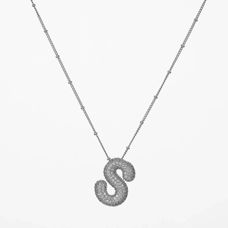 Copper Gold Plated Silver Plated IG Style Minimalist Plating Inlay Letter Zircon Pendant Necklace