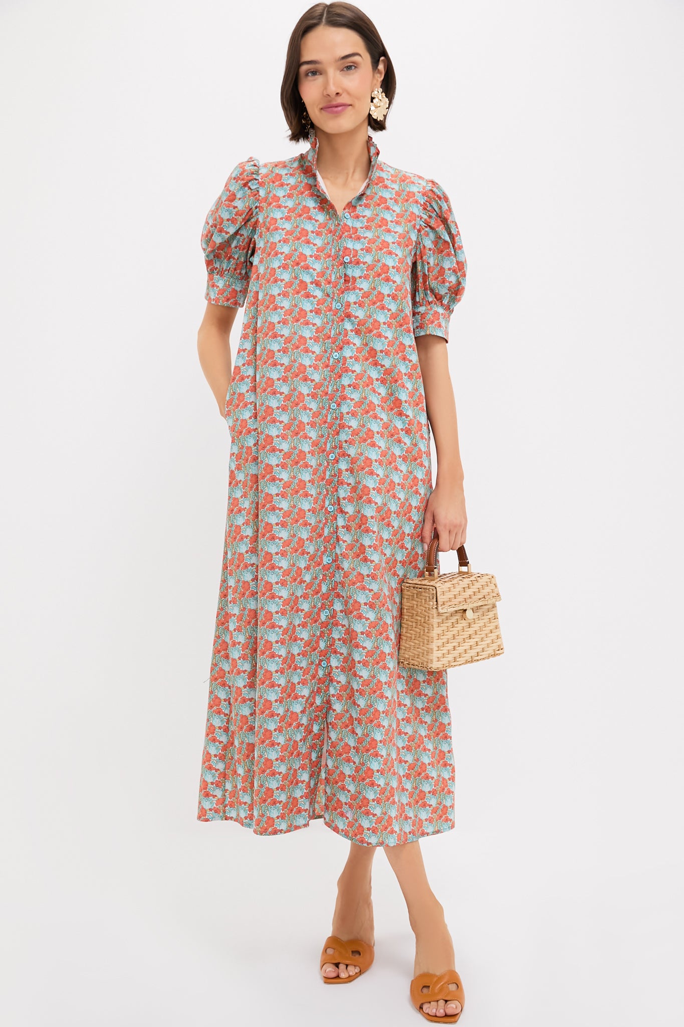 Orange & Blue Floral Louisa Maxi Dress