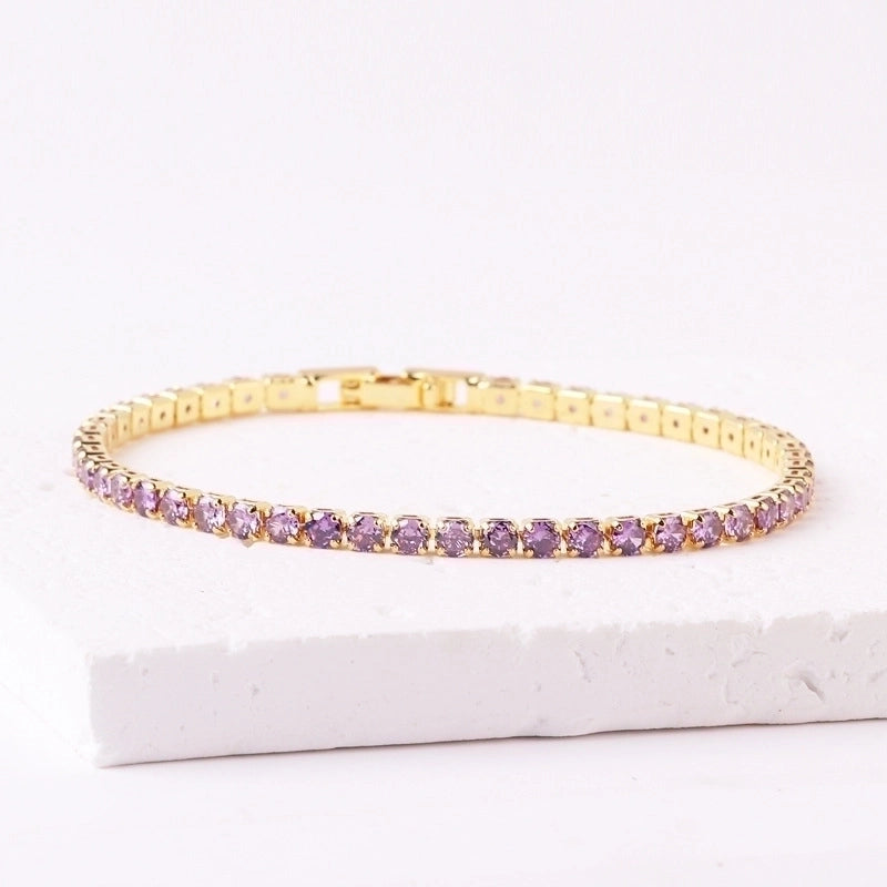 Copper Inlay Round Zircon Copper Bracelets