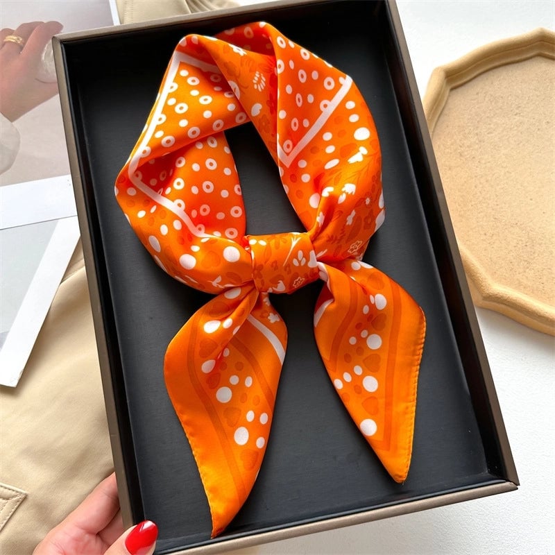 Unisex Casual Minimalist Stripe Flower Polyester Satin Printing Silk Scarf