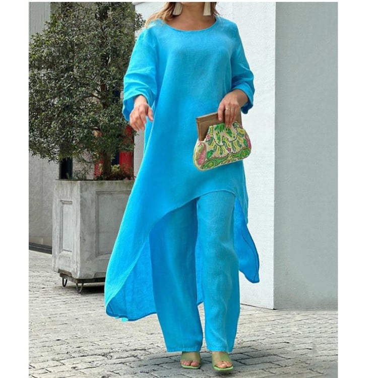 💕Women's Solid Color Linen Fashionable Casual Suit💃💃