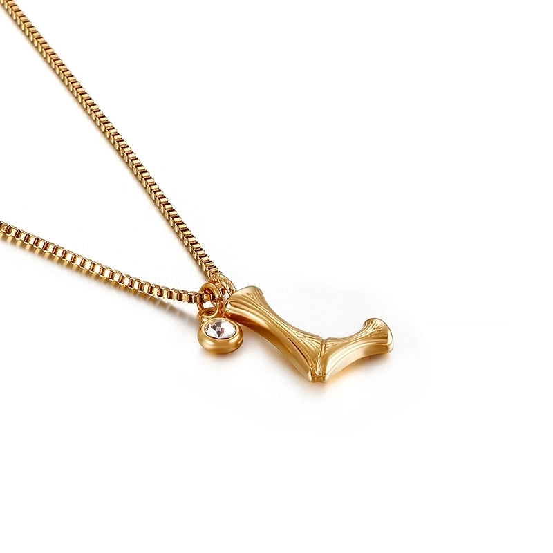 Titanium Steel 18K Gold Plated Minimalist Commute Patchwork Letter Necklace