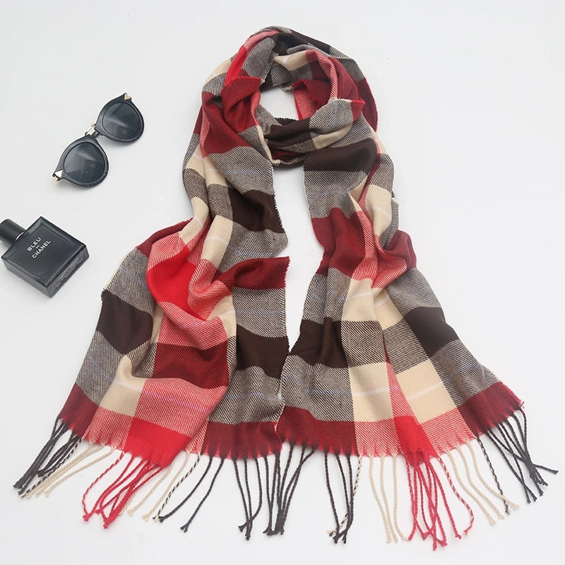 New Couple Plaid Scarf Parent-child Scarf Autumn And Winter Men's And Women's New Cashmere Plaid Color Matching Shawl