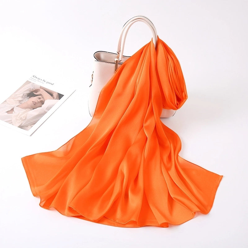 Women's Lady Fashion Minimalist Solid Color Satin Silk Scarves