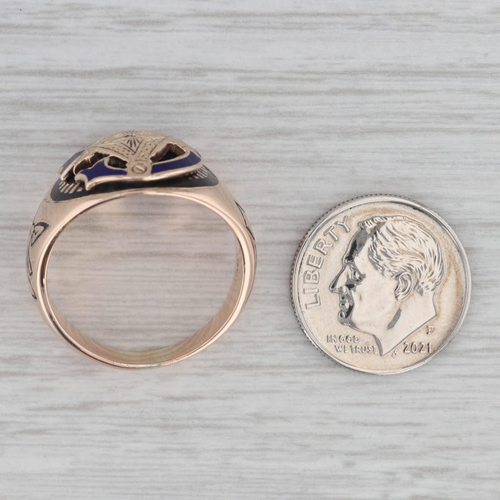 Vintage Masonic Blue Lodge Ring 10k Gold Size 8.75 Stylized Signet Cigar Band