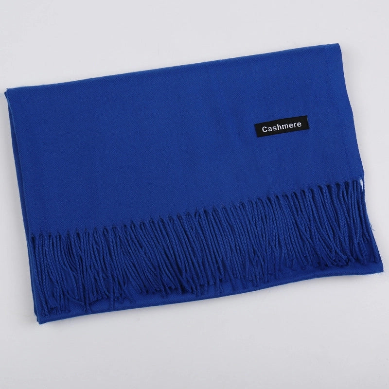 Pure Color Cashmere Scarf Women's Autumn And Winter Popular 220g Light Board Tassel Warm Shawl Travel Gift